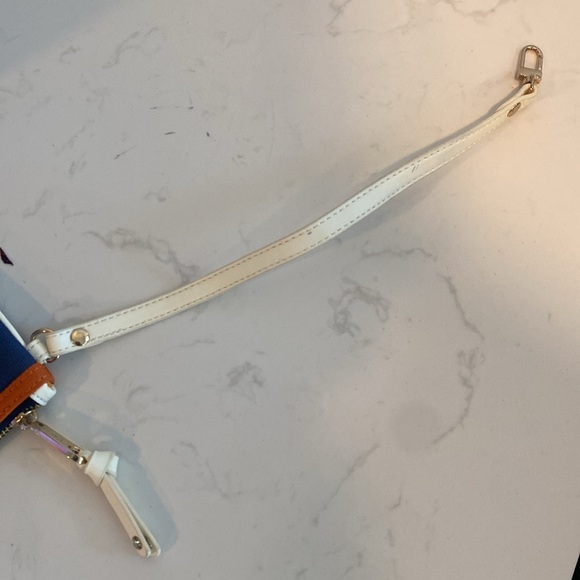 Spartina 449 Anchor Nautical Blue Orange lime Off White Top Zip Wristlet - Picture 12 of 13